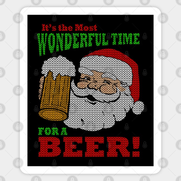 Funny Beer Ugly Christmas Sweater Most Wonderful Time for a Beer Sticker by TeeCreations